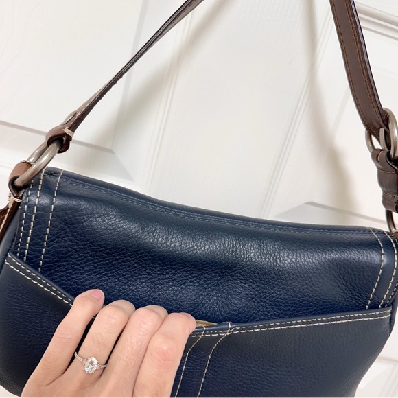 Coach Chelsea Leather Flap Dark Denim Shoulder Bag Vintage Y2K NWT - Picture 10 of 16